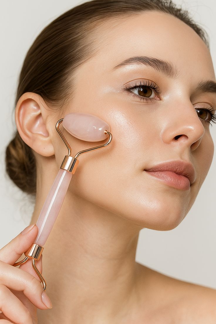 Kit Facial Lifting: Rolo de Quartzo Rosa + Gua Sha