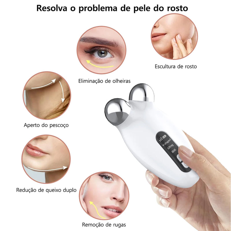 Massageador Facial EMS com Microcorrente - Lifting e Anti-Rugas