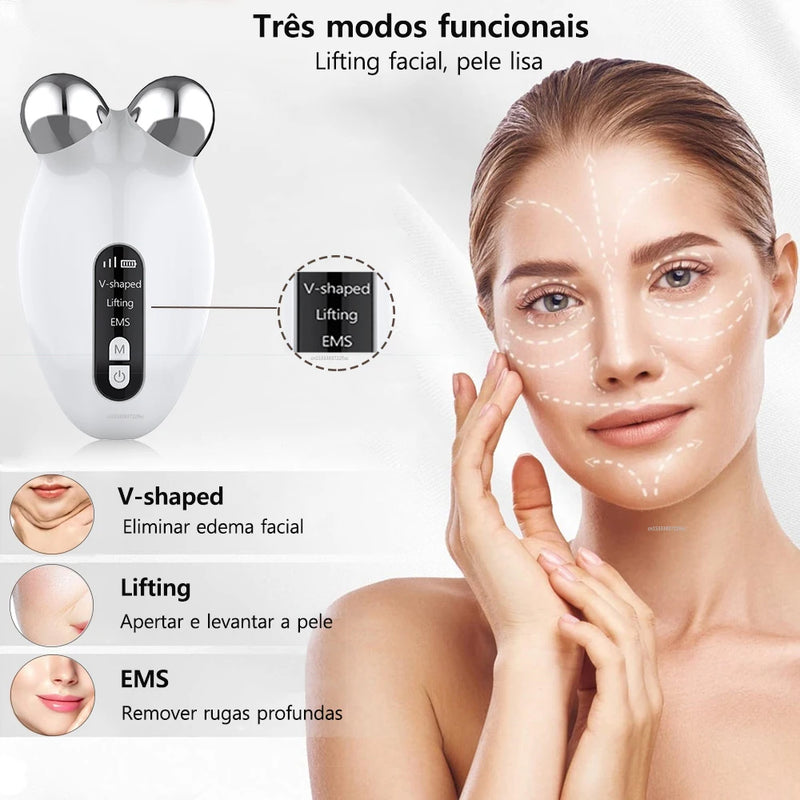 Massageador Facial EMS com Microcorrente - Lifting e Anti-Rugas